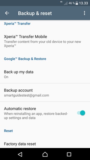 Select Backup account