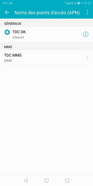 Sélectionnez le bouton du Menu