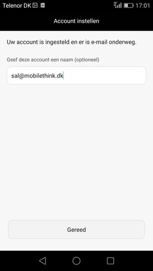 Geef uw account een naam en selecteer Gereed