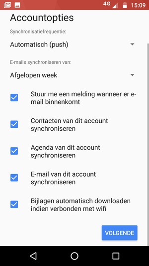 Scroll naar beneden en selecteer VOLGENDE