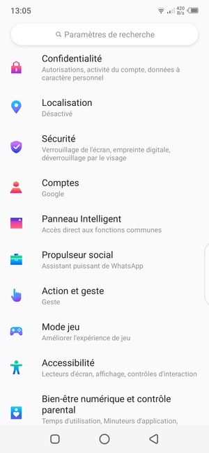 Faites défiler et sélectionnez Sécurité