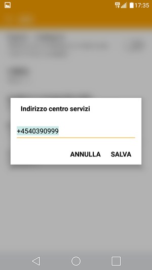 Inserisci il numero di Indirizzo centro servizi e seleziona SALVA