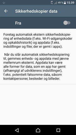 Aktiver Sikkerhedskopier data