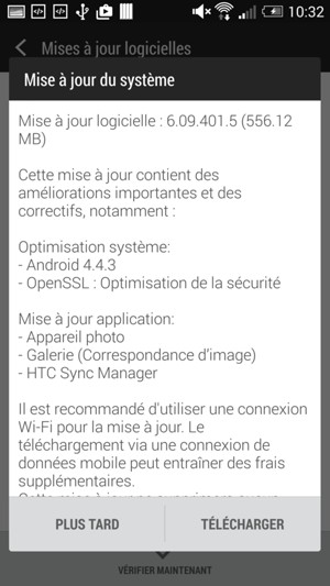 Si votre téléphone n'est pas à jour, sélectionnez TÉLÉCHARGER