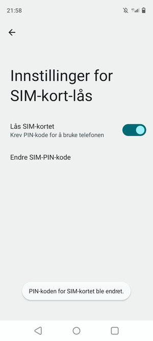 Din PIN-kode for SIM-kort er endret