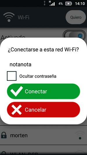 Introduzca la contraseña de Wi-Fi y seleccione Conectar