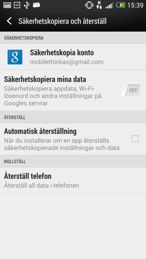 Aktivera Säkerhetskopiera mina data