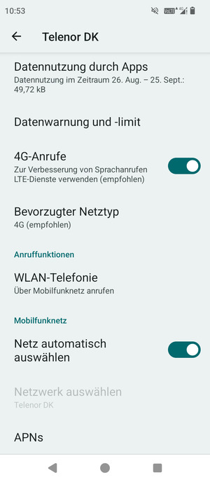 Scrollen Sie und wählen Sie APNs