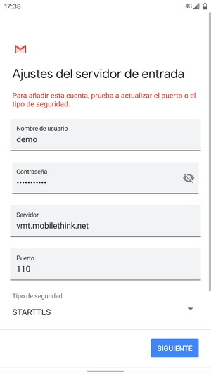 Seleccione Tipo de seguridad
