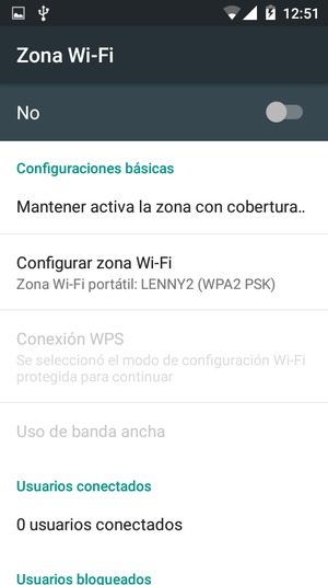 Seleccione Configurar zona Wi-Fi
