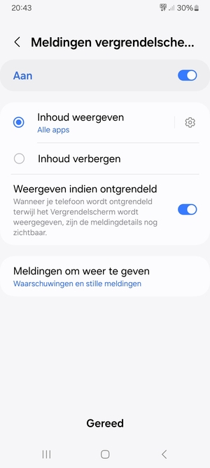 Selecteer uw voorkeursopties en selecteer Gereed