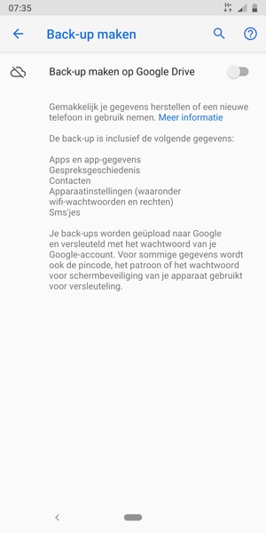 Schakel Back-up maken op Google Drive in