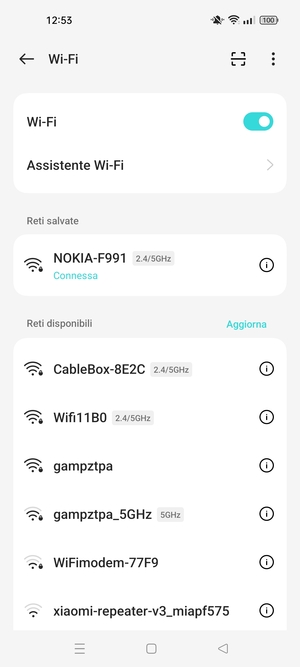 Ora sei connesso alla rete Wi-Fi