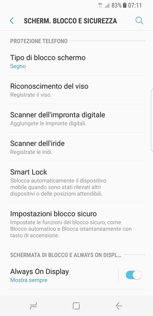 Il tuo telefono è ora protetto dal blocco schermo