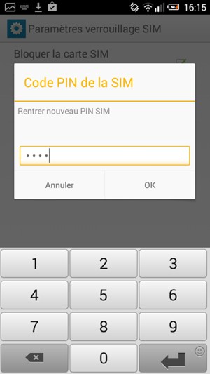 Veuillez confirmer votre nouveau Code PIN de la SIM et sélectionner OK