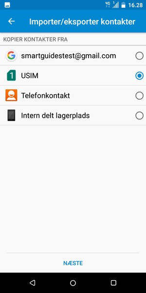 Vælg sim-kortet og vælg NÆSTE