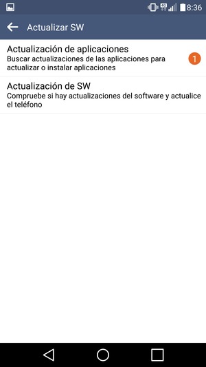Seleccione Actualización de SW