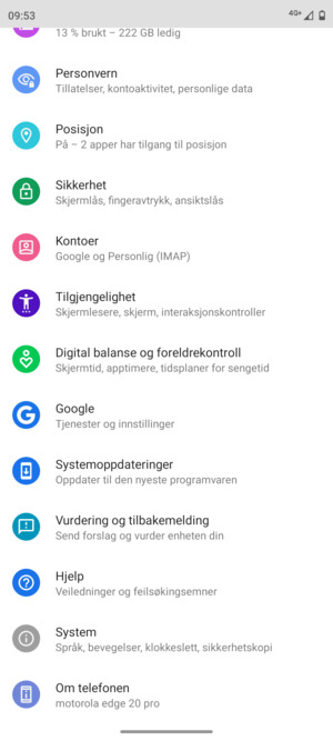 Bla til og velg System