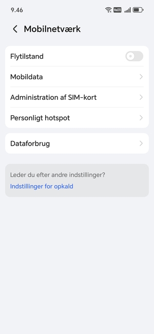 Vælg Administration af SIM-kort