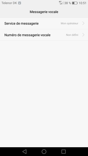 Sélectionnez Numéro de  messagerie vocale