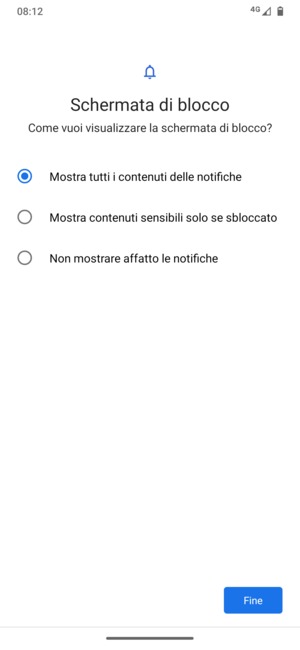 Seleziona la tua opzione preferita e poi Fine