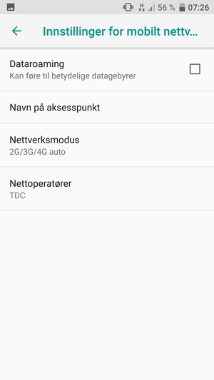 For å bytte nettverk hvis det oppstår nettverksproblemer, velg Nettoperatører