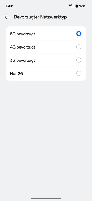 Wählen Sie die gewünschte Option
