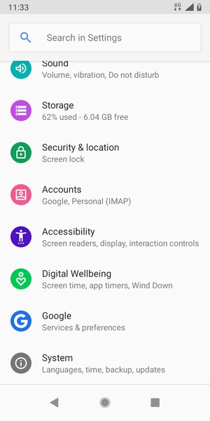 Scroll to and select System
