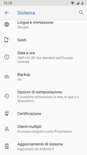 Scorri e seleziona Aggiornamento di sistema
