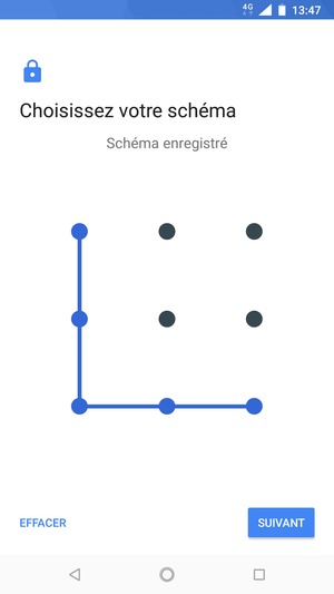 Dessinez un motif de déverrouillage et sélectionnez SUIVANT
