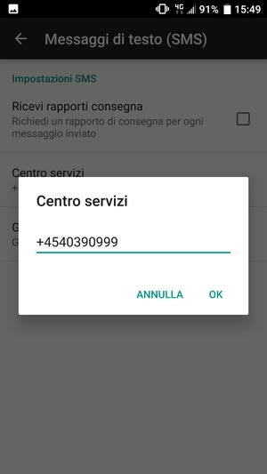 Inserisci il numero di Centro servizi e seleziona OK