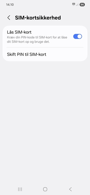 Vælg Skift PIN til SIM-kort