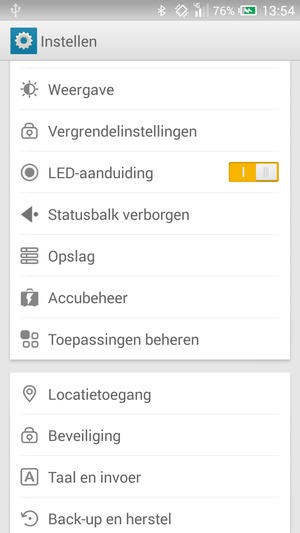 Scroll naar en selecteer Accubeheer
