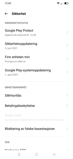 Bla til og velg SIM-kortlås