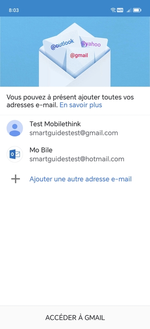 Sélectionnez ACCÉDER  À GMAIL