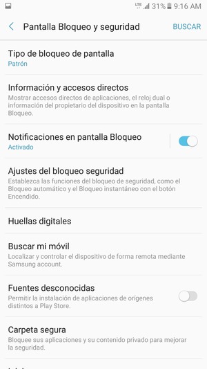 El teléfono ha sido asegurado con un bloqueo de pantalla