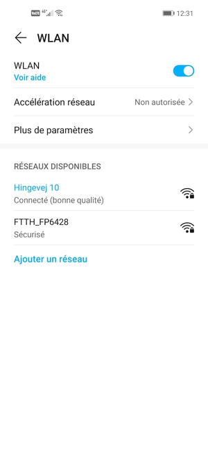 Vous êtes maintenant connecté au réseau Wi-Fi