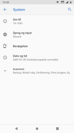 Vælg Avanceret