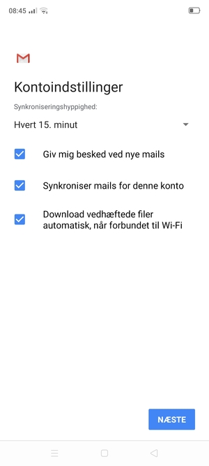 Vælg NÆSTE