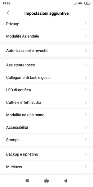 Seleziona Backup e ripristino