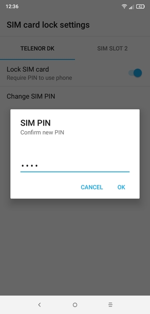 Confirm your new SIM PIN and select OK