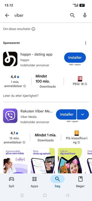 Vælg appen