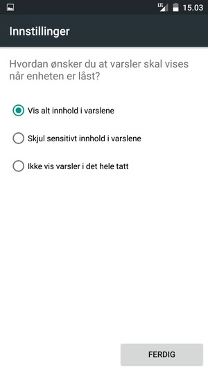 Velg ønsket alternativ og velg FERDIG