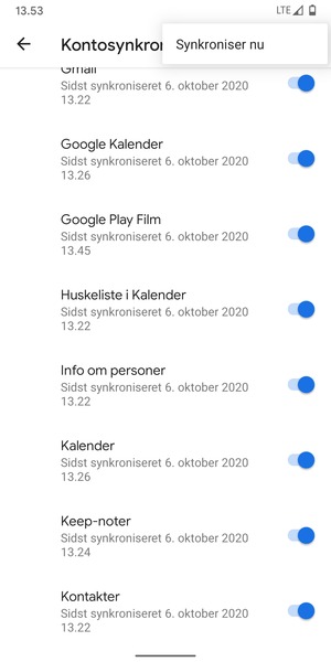 Vælg Synkroniser nu