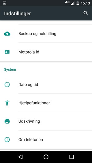 Scroll til og vælg Om telefonen