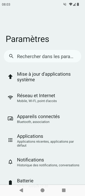 Sélectionnez Réseau et Internet