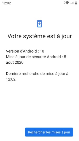 Si votre téléphone est à jour, vous verrez l'écran suivant