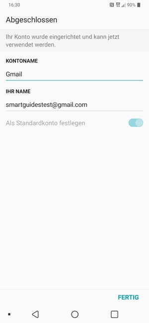 Geben Sie Ihrem Konto einen Namen und geben Sie Ihren Namen ein. Wählen Sie FERDIG