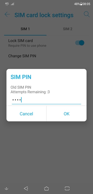 Enter your Old SIM PIN and select OK