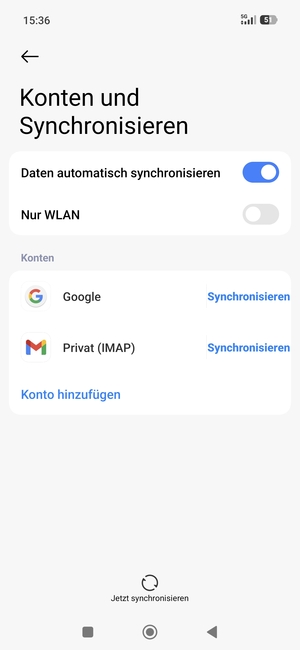 Wählen Sie Google